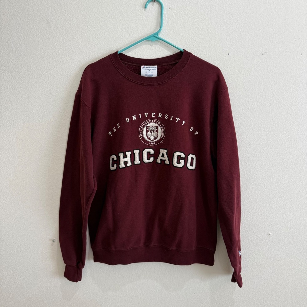Champion University of Chicago Sweatshirt Mens Medium Maroon Crewneck Pullover
